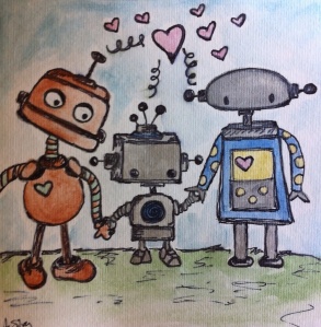 Robot Family drawing I did for a friend 